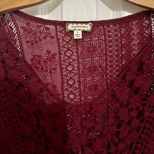 Cranberry Lace Top